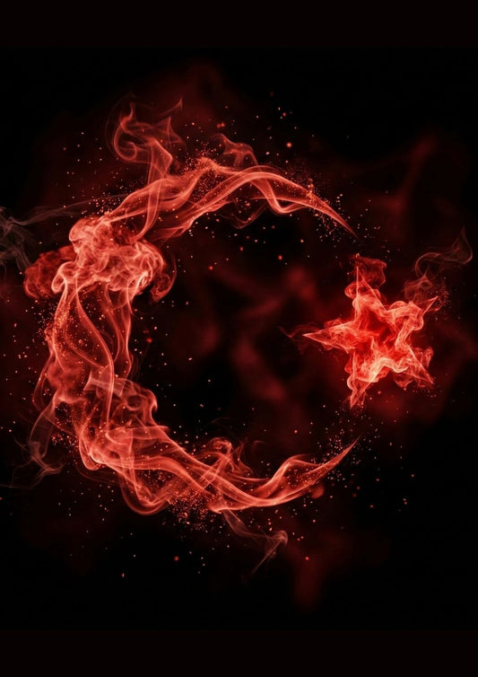 Ay Yıldız Duman Efekti Transfer Baskı — (15×15cm) - Zupez