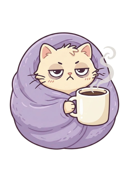 Sabah İnsanı Değilim Kedi Transfer Baskı - Zupez