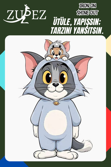 Komik Kedi Desenli Dijital Baskı | Kumaş ve Tişört için Ütüyle Yapışan Transfer Baskı Kağıdı