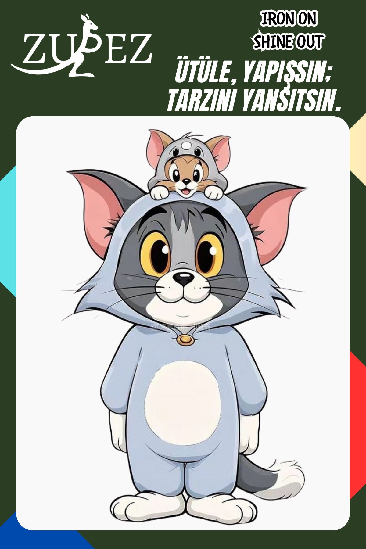 Komik Kedi Desenli Dijital Baskı | Kumaş ve Tişört için Ütüyle Yapışan Transfer Baskı Kağıdı