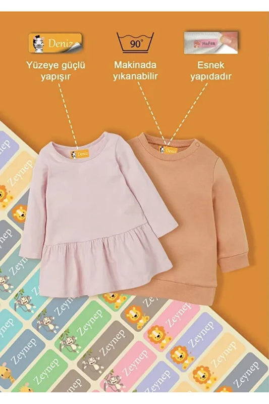 Kişiye Özel Ütüyle Yapışan Okul ve Kreş Kıyafet Etiketi - 100 Adet