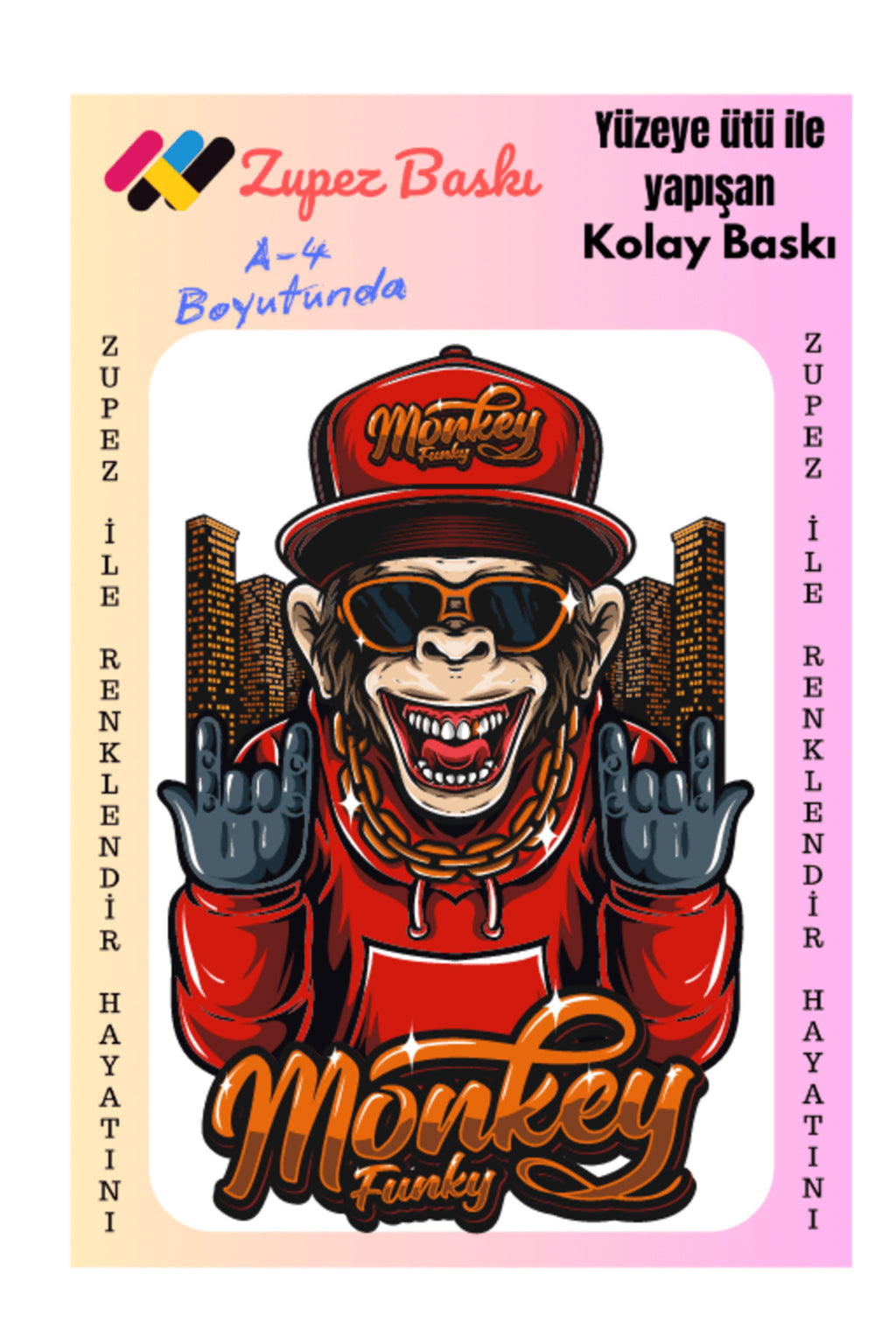 Ütü Ile Yapışan Tekstil Dtf Baskı Tişört Baskısı Maymun