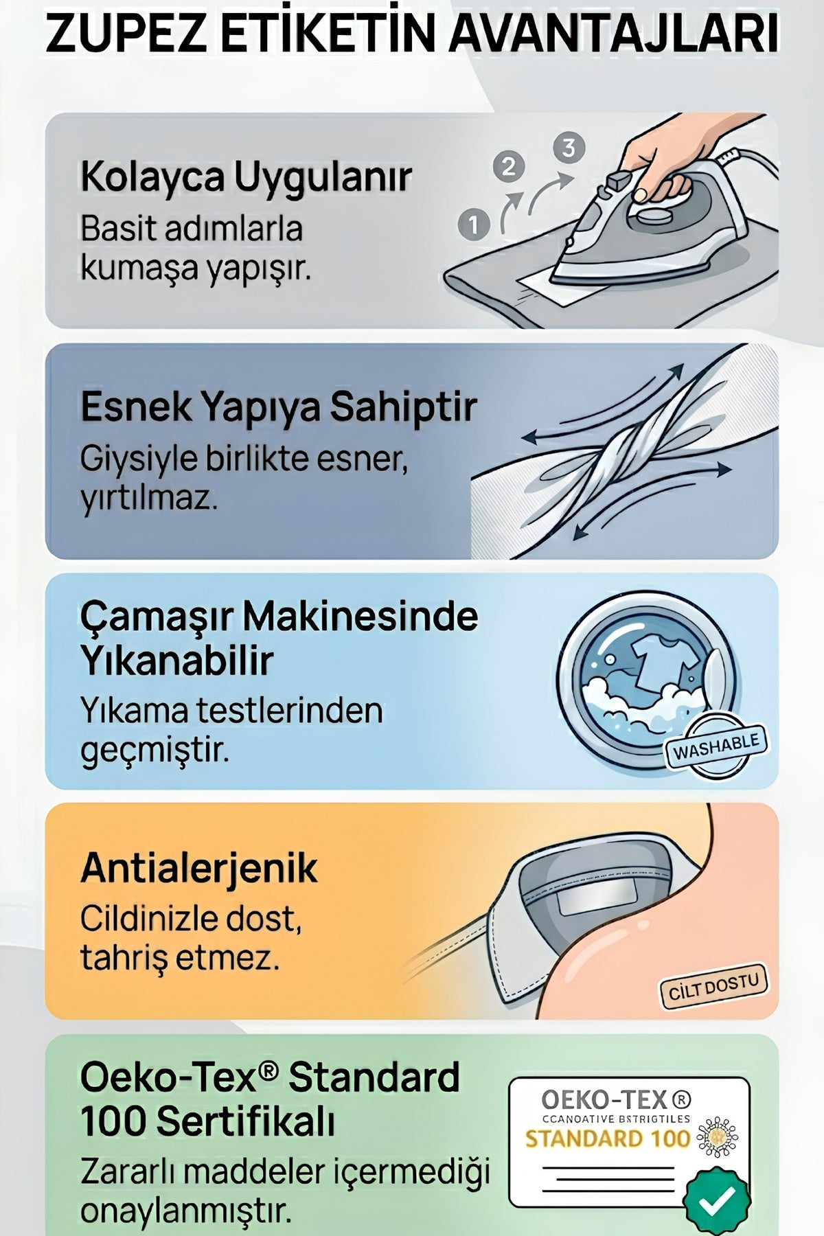 Eşya Karışmasını Önleyen Yıkanabilir Kıyafet İsimliği - Huzurevi, Askeriye ve Yurt Uyumlu (100 Adet)