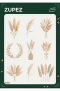 Botanik Pampas Grass Temalı Ütüyle Uygulanabilir Kumaş Transfer ZPZ058
