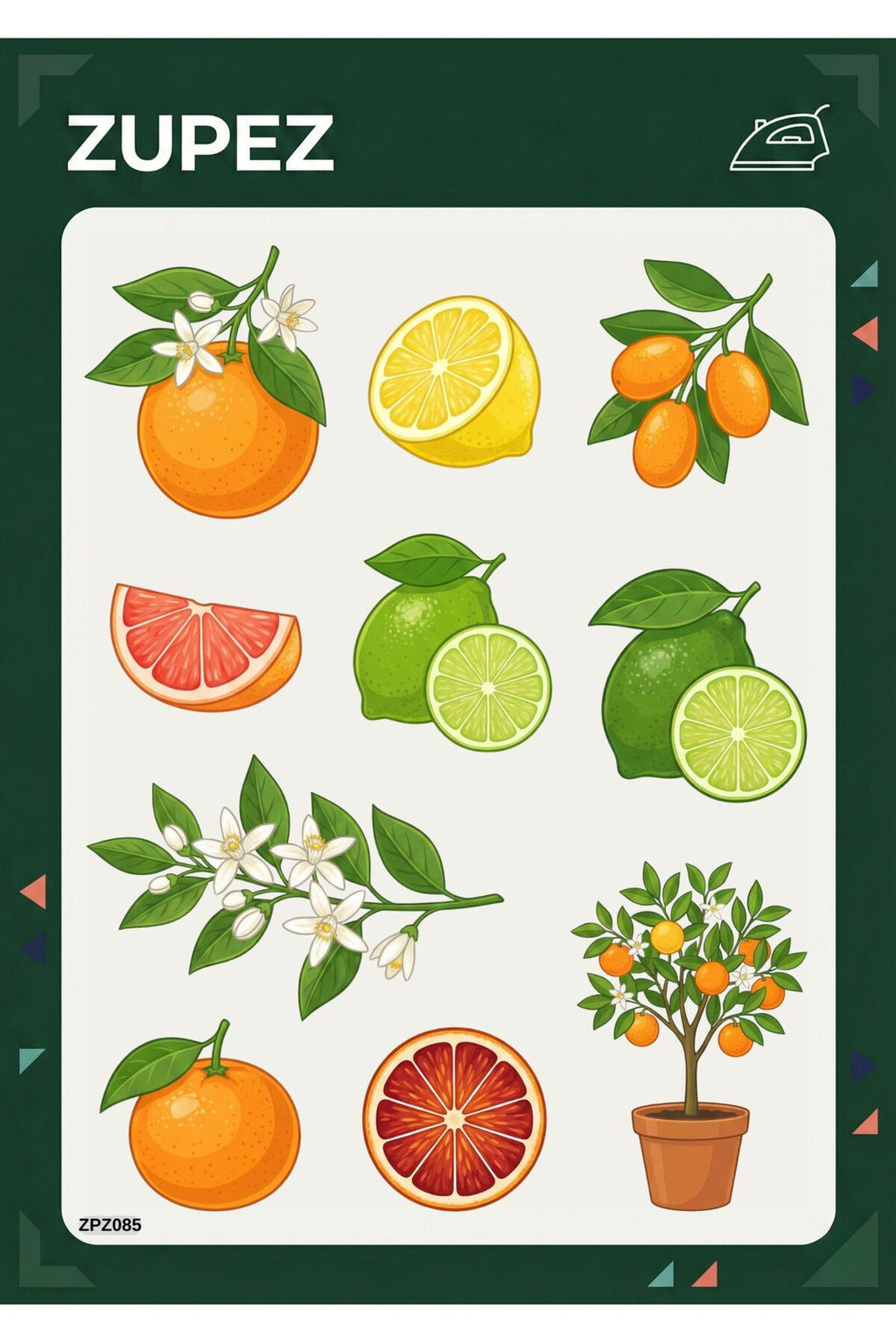 Narenciye Limon Desenli Ütüyle Uygulamalı Premium Transfer Baskı ZPZ085