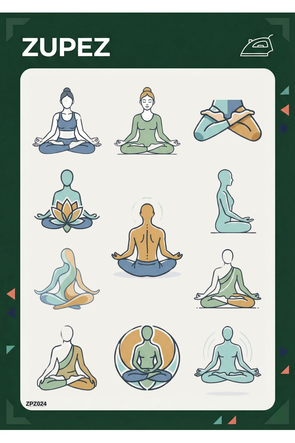 Yoga ve Meditasyon Temalı Ütüyle Uygulamalı Premium Kumaş Transfer Baskı