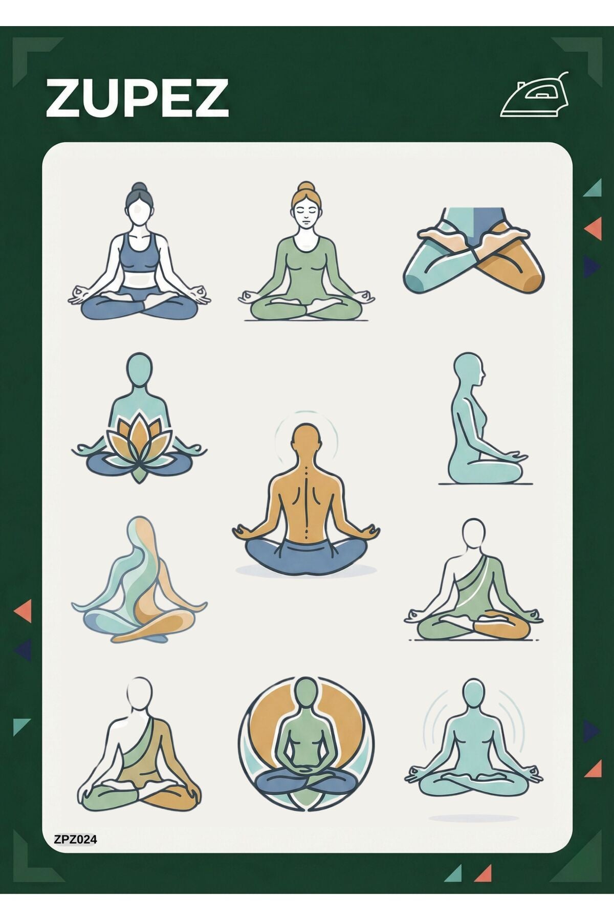 Yoga ve Meditasyon Temalı Ütüyle Uygulamalı Premium Kumaş Transfer Baskı