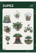 Botanik Terrarium Temalı Ütüyle Uygulamalı Kumaş Transfer Tasarım ZPZ093