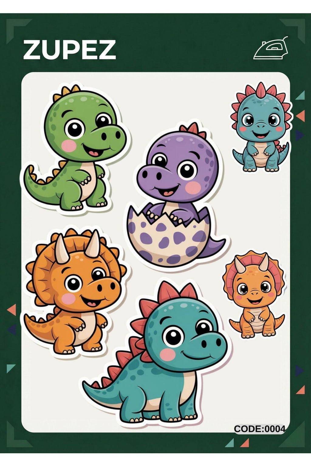 Dinozor Temalı Ütüyle Yapışan Premium Transfer Tasarım Sticker Seti