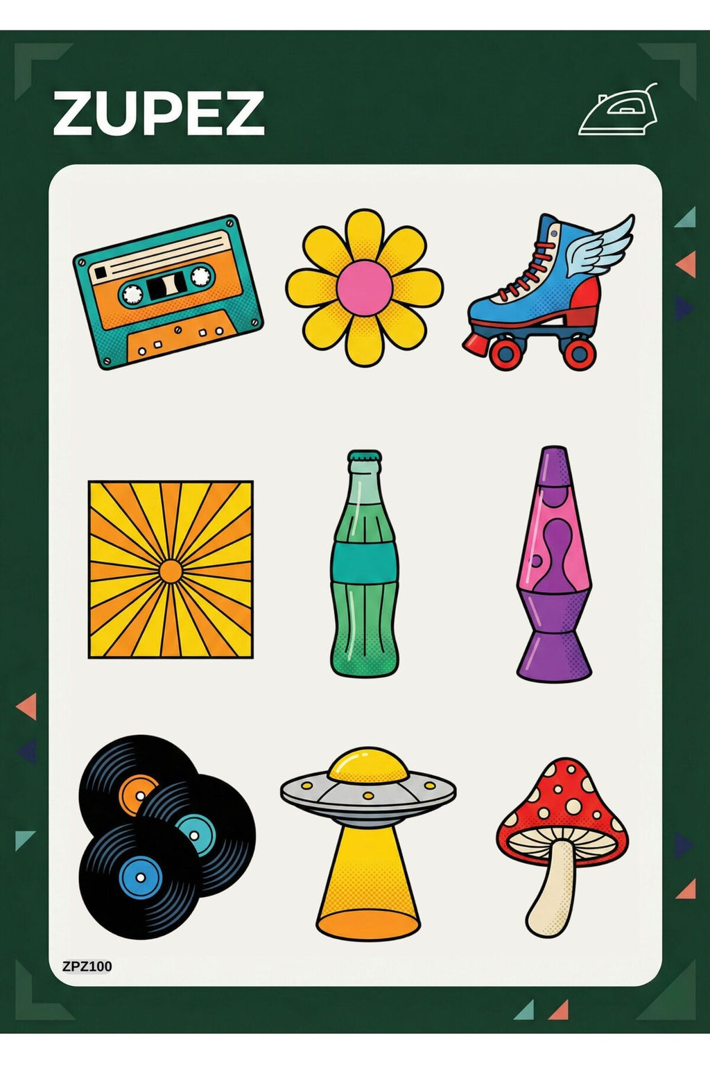 Retro Pop Ütü ile Uygulanabilir Transfer Tasarım Seti Premium Baskı ZPZ100