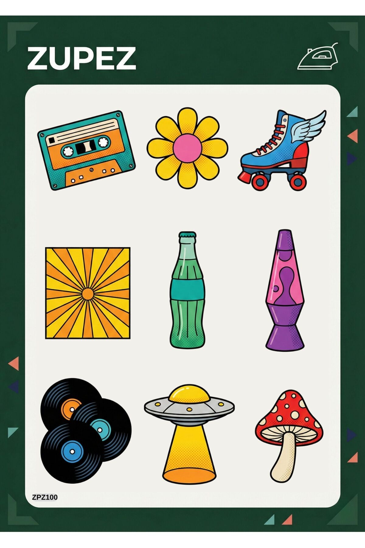Retro Pop Ütü ile Uygulanabilir Transfer Tasarım Seti Premium Baskı ZPZ100