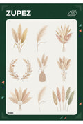 Botanik Pampas Grass Temalı Ütüyle Uygulanabilir Kumaş Transfer ZPZ058