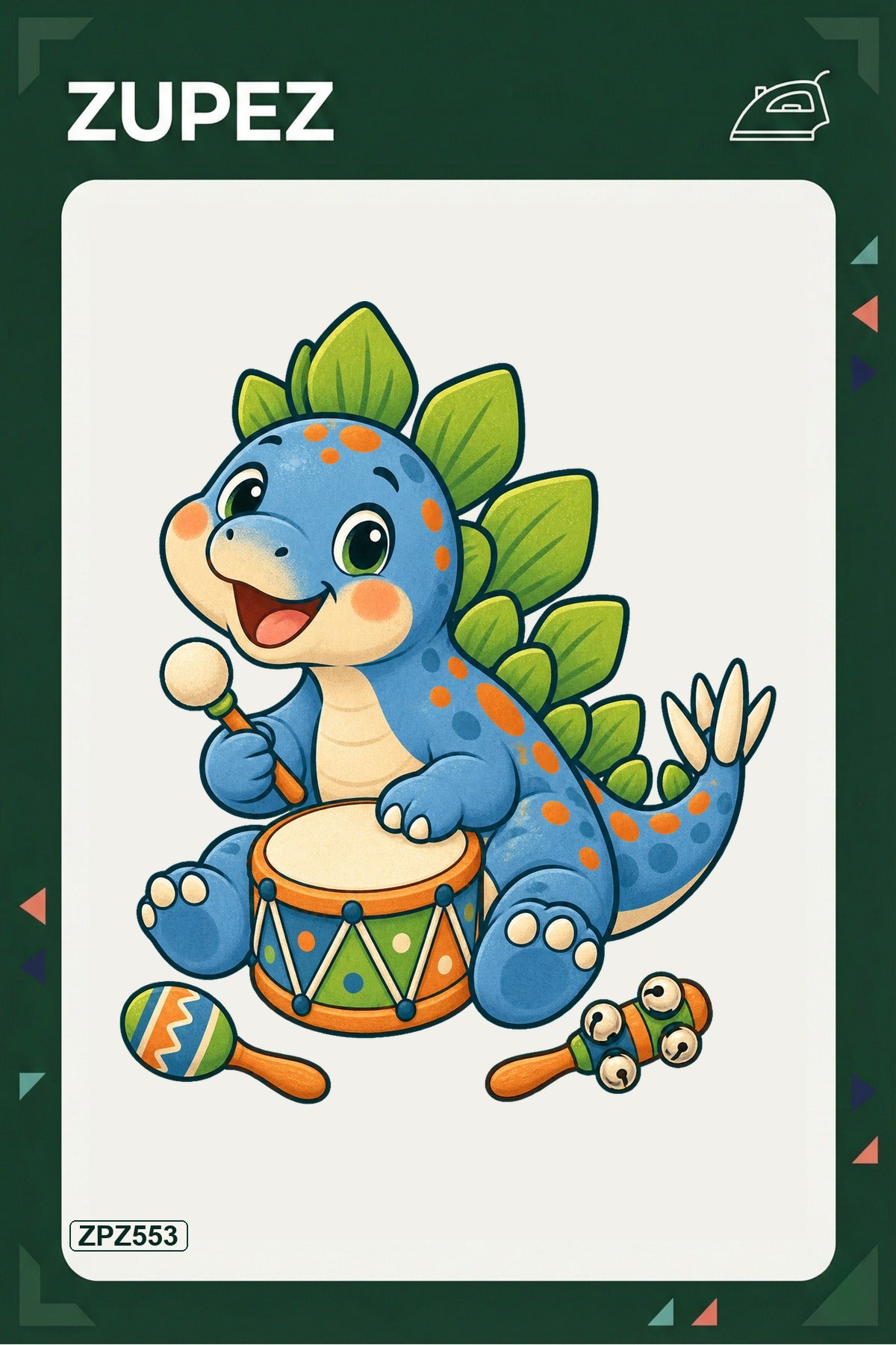 ZPZ553 – Stegosaurus Müzik Saati Ütüyle Uygulanabilir Transfer Baskı ana ürün görseli