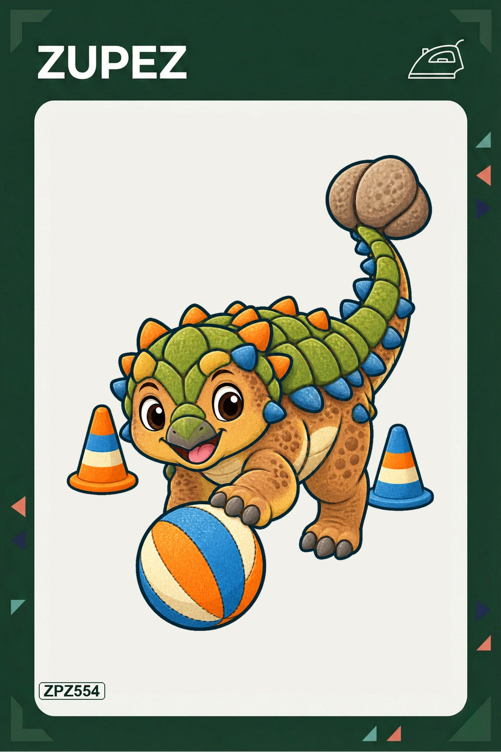 ZPZ554 – Ankylosaurus Top Oyunu Ütüyle Uygulanabilir Transfer Baskı ana ürün görseli