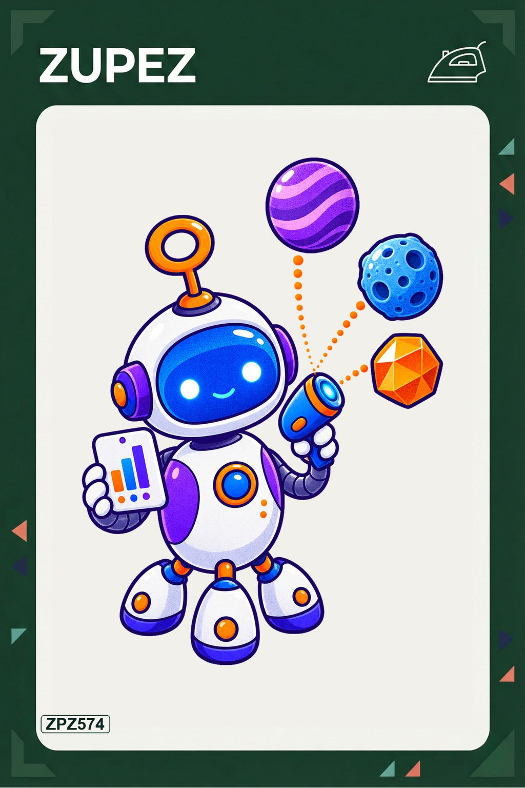 ZPZ574 – Dost Robot Veri Topluyor Ütüyle Uygulanabilir Transfer Baskı ana ürün görseli