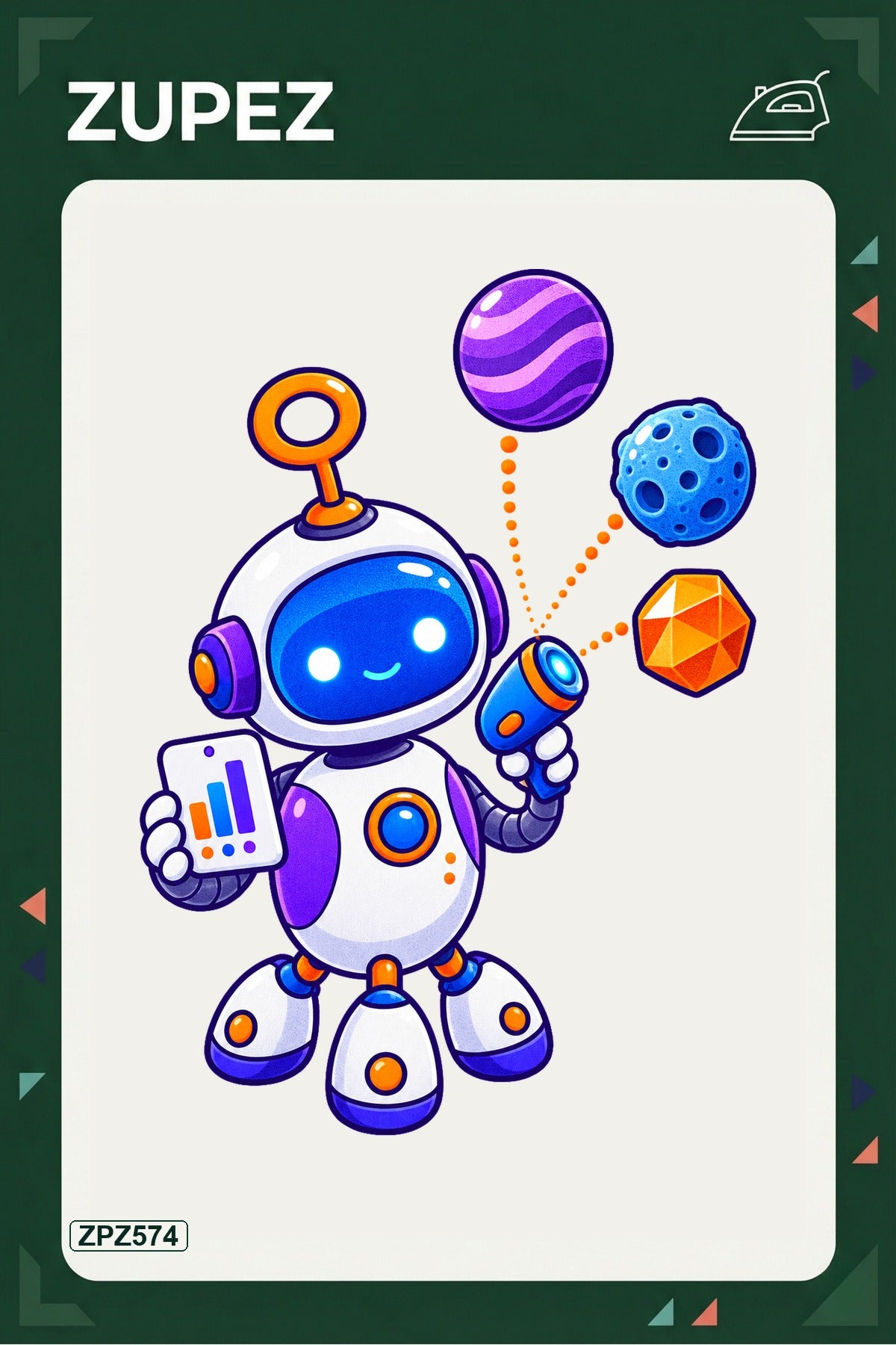 ZPZ574 – Dost Robot Veri Topluyor Ütüyle Uygulanabilir Transfer Baskı ana ürün görseli
