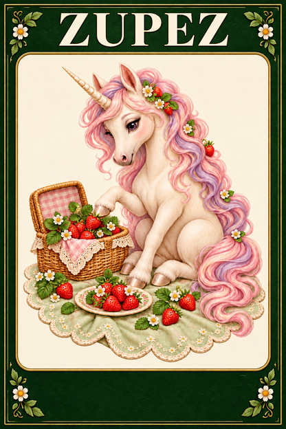 ZUPEZ Unicorn Pastel Pikniği 6'lı Fiziksel DTF Transfer Baskı Seti — tasarım 1