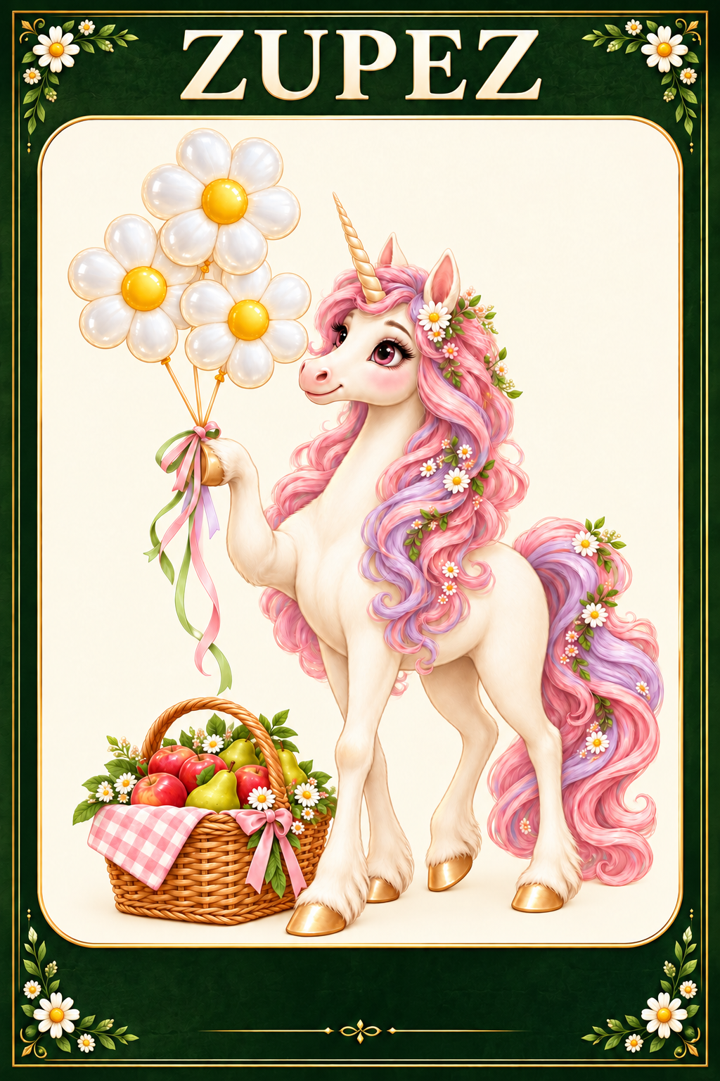 ZUPEZ Unicorn Pastel Pikniği 6'lı Fiziksel DTF Transfer Baskı Seti — tasarım 4