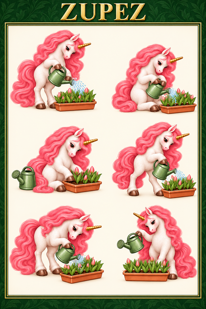 ZUPEZ Unicorn Çiçek Atölyesi 6'lı DTF Transfer Sayfa Seti – 36 Farklı Motif — tasarım 3