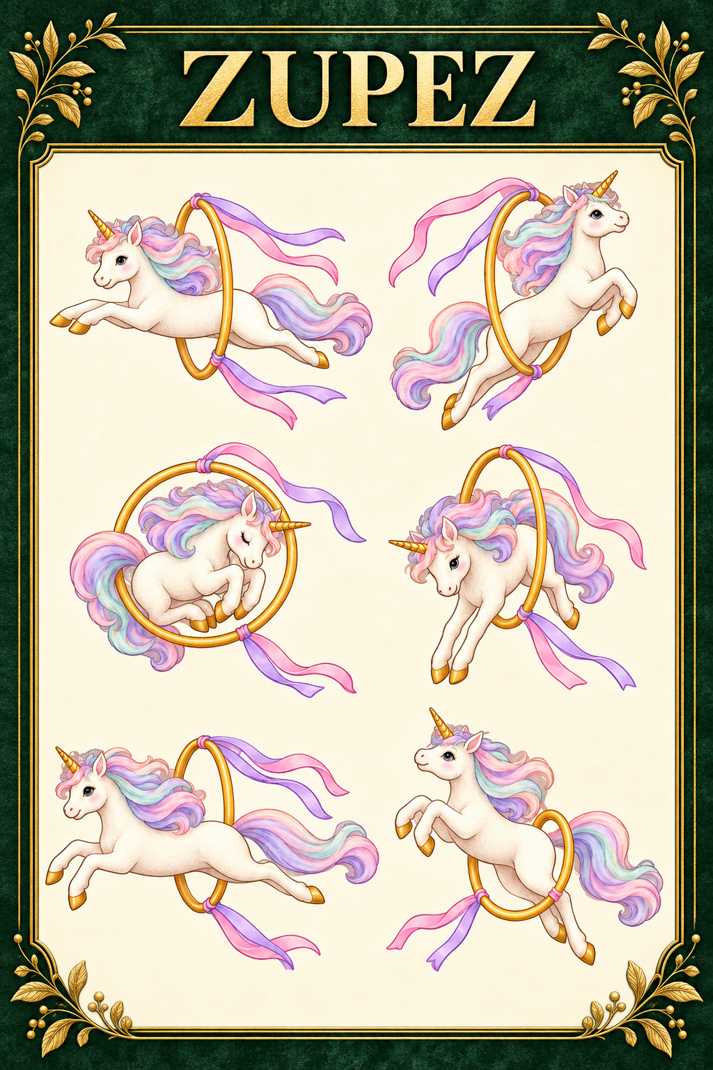 ZUPEZ Unicorn Bulut Lunaparkı 6’lı Fiziksel DTF Transfer Sayfa Seti – 36 Ayrı Kompozisyon — tasarım 5
