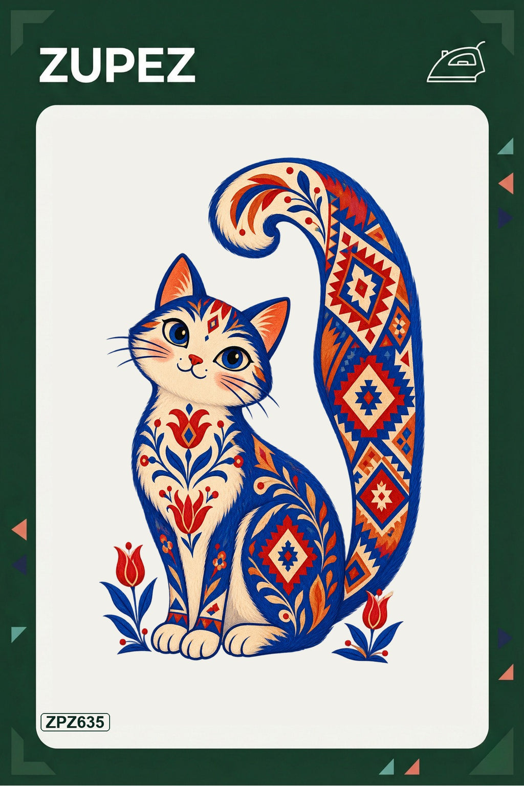 ZPZ635 – Kilim Kuyruklu Kedi Ütüyle Uygulanabilir Transfer Baskı ana ürün görseli