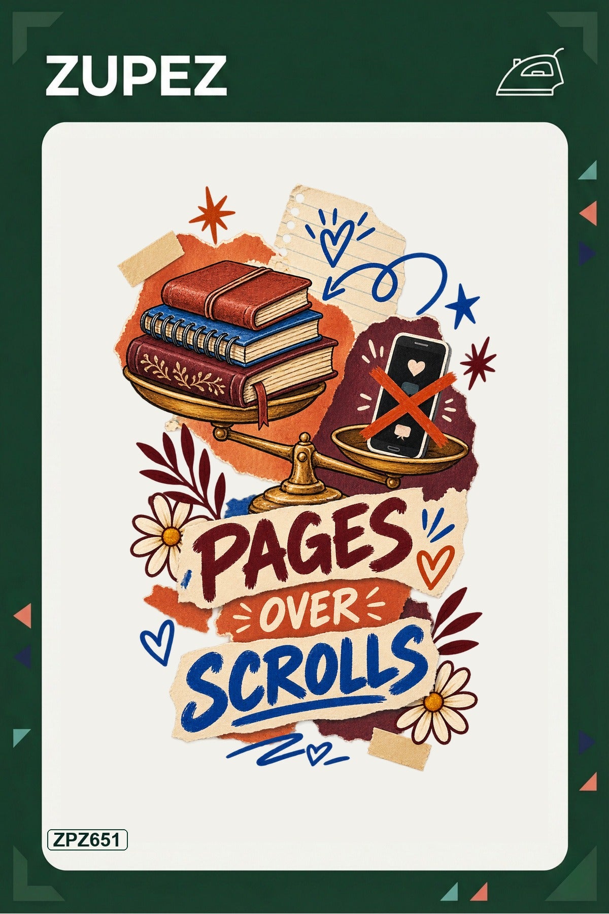 ZPZ651 – Pages Over Scrolls Ütüyle Uygulanabilir Transfer Baskı ana ürün görseli