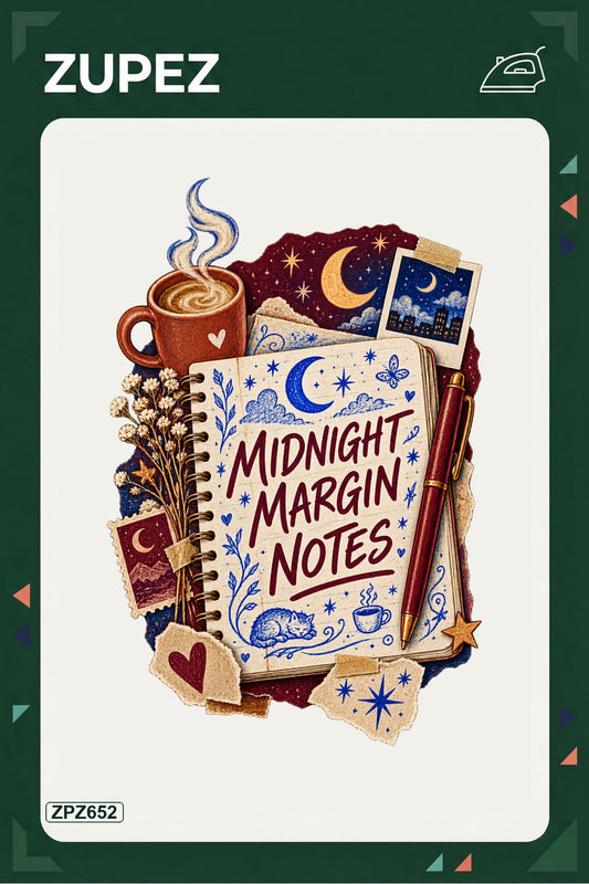 ZPZ652 – Midnight Margin Notes Ütüyle Uygulanabilir Transfer Baskı ana ürün görseli