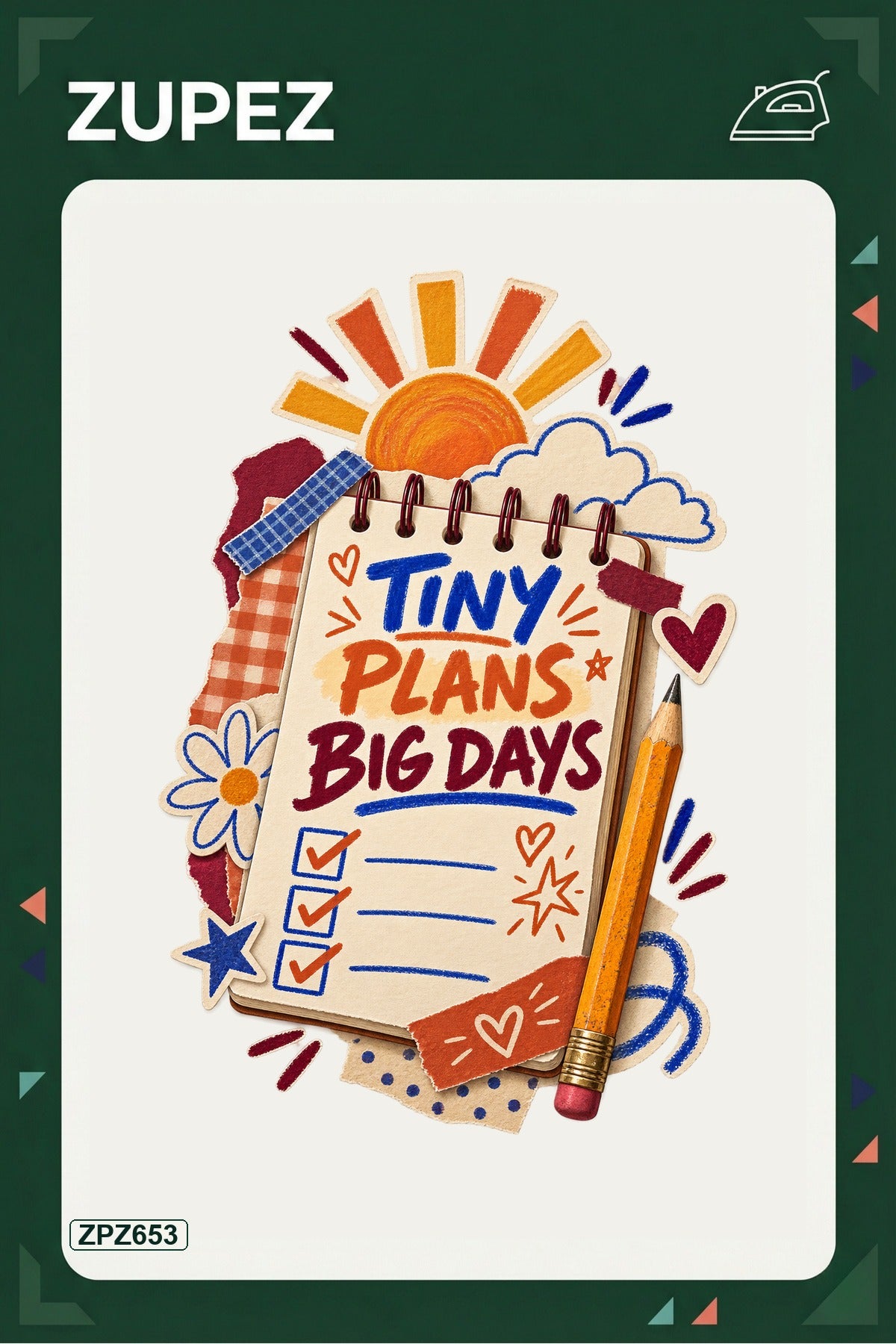 ZPZ653 – Tiny Plans Big Days Ütüyle Uygulanabilir Transfer Baskı ana ürün görseli