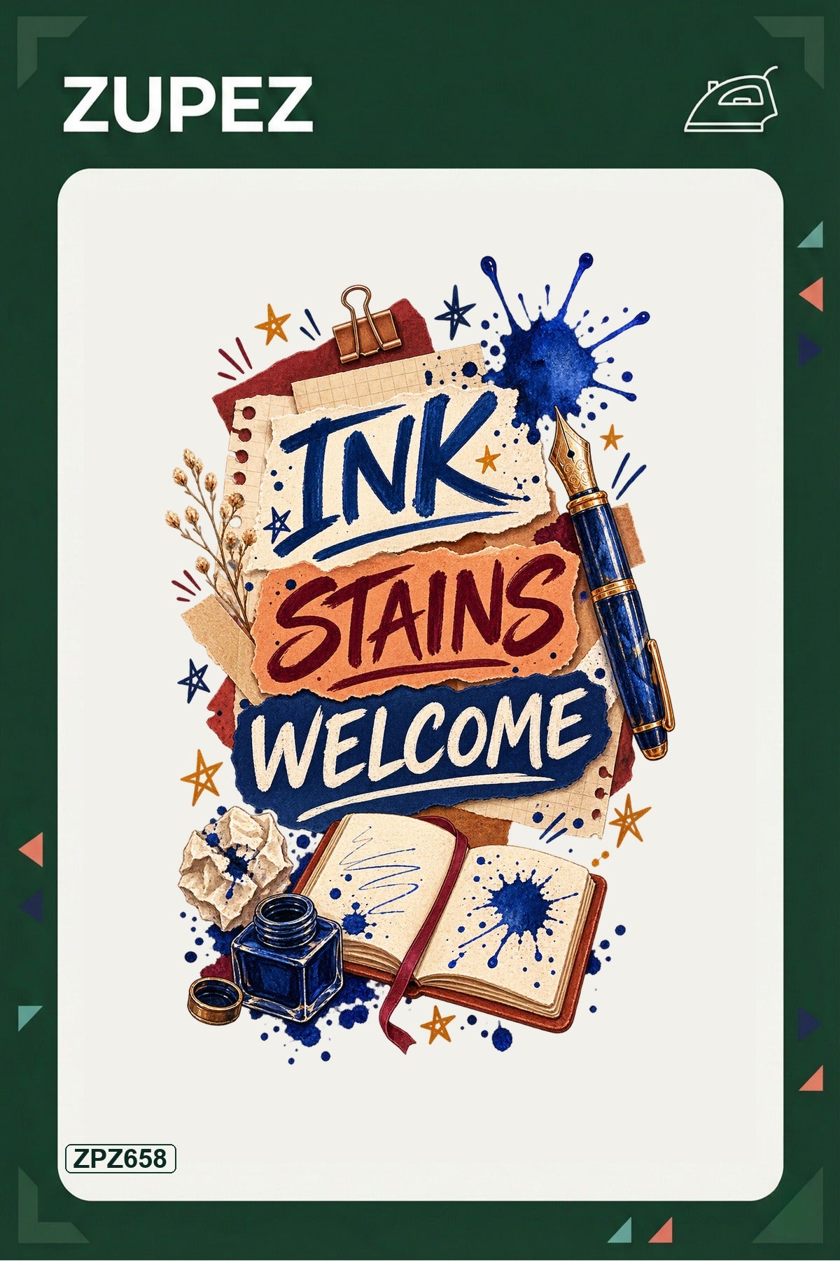 ZPZ658 – Ink Stains Welcome Ütüyle Uygulanabilir Transfer Baskı ana ürün görseli