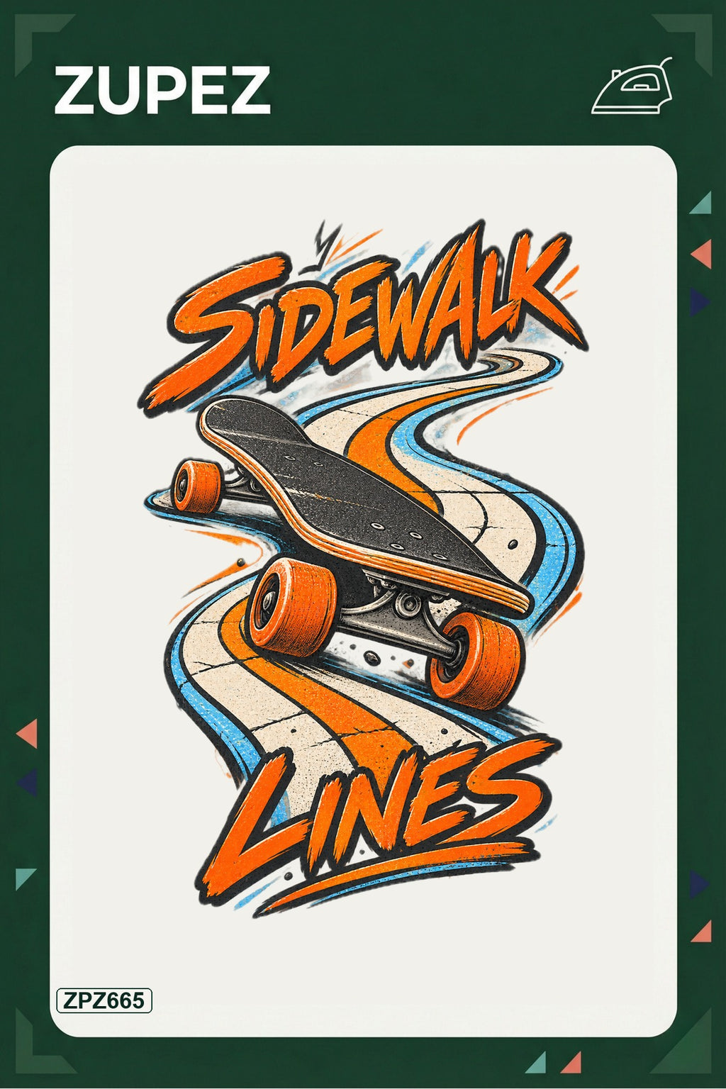 ZPZ665 – Sidewalk Lines Ütüyle Uygulanabilir Transfer Baskı ana ürün görseli
