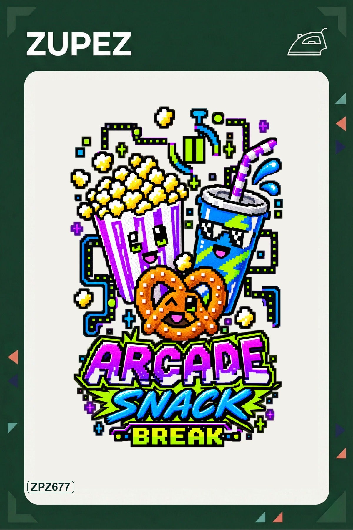 ZPZ677 – Arcade Snack Break Ütüyle Uygulanabilir Transfer Baskı ana ürün görseli