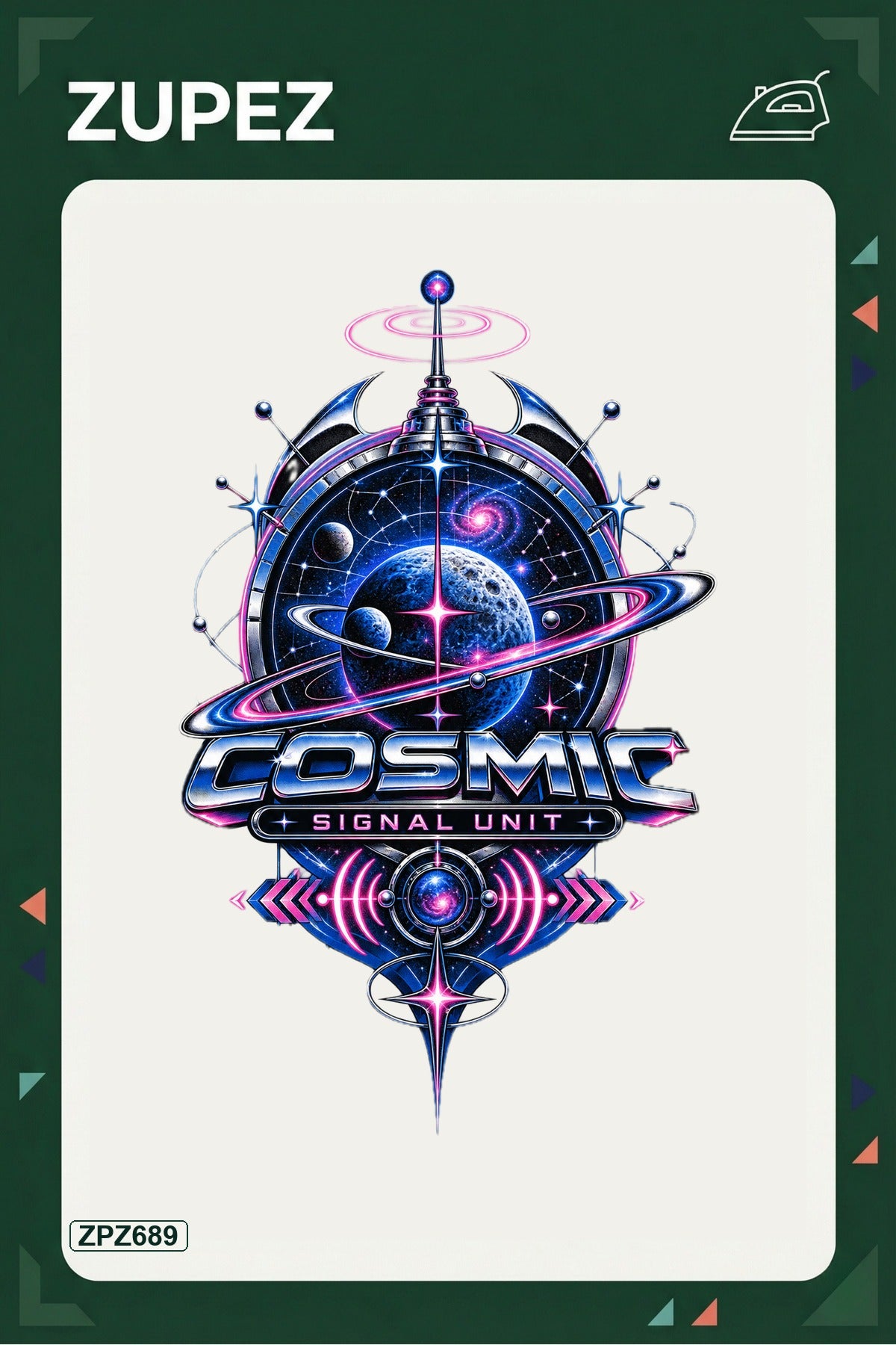 ZPZ689 – Cosmic Signal Unit Ütüyle Uygulanabilir Transfer Baskı ana ürün görseli