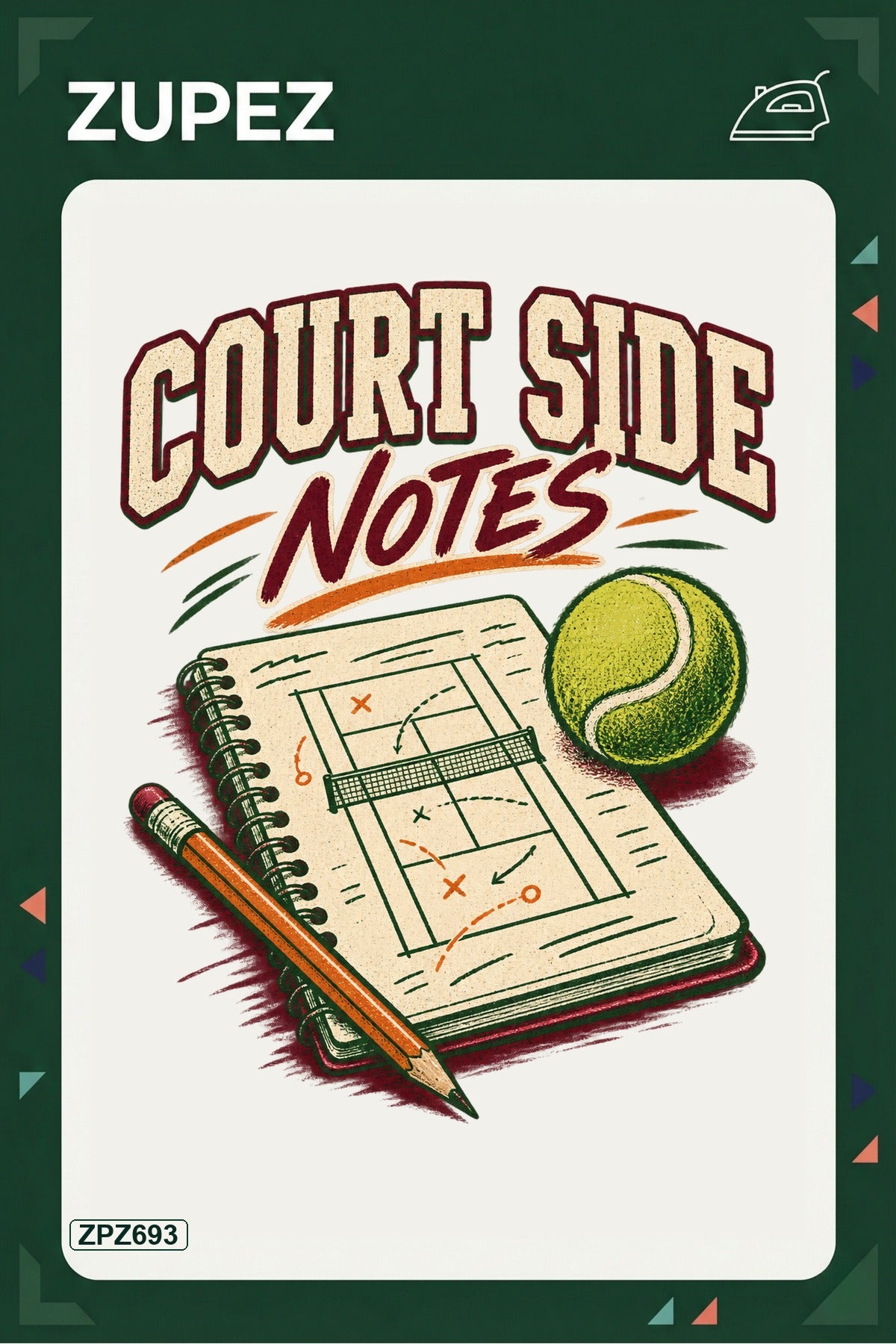 ZPZ693 – Court Side Notes Ütüyle Uygulanabilir Transfer Baskı ana ürün görseli