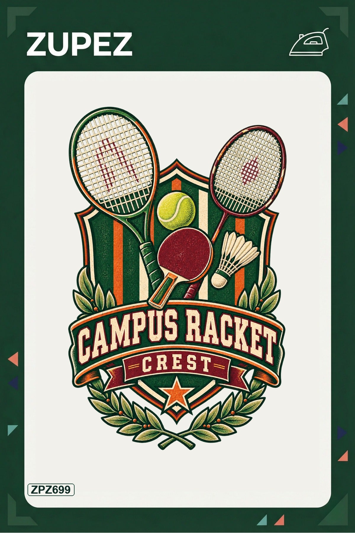 ZPZ699 – Campus Racket Crest Ütüyle Uygulanabilir Transfer Baskı ana ürün görseli
