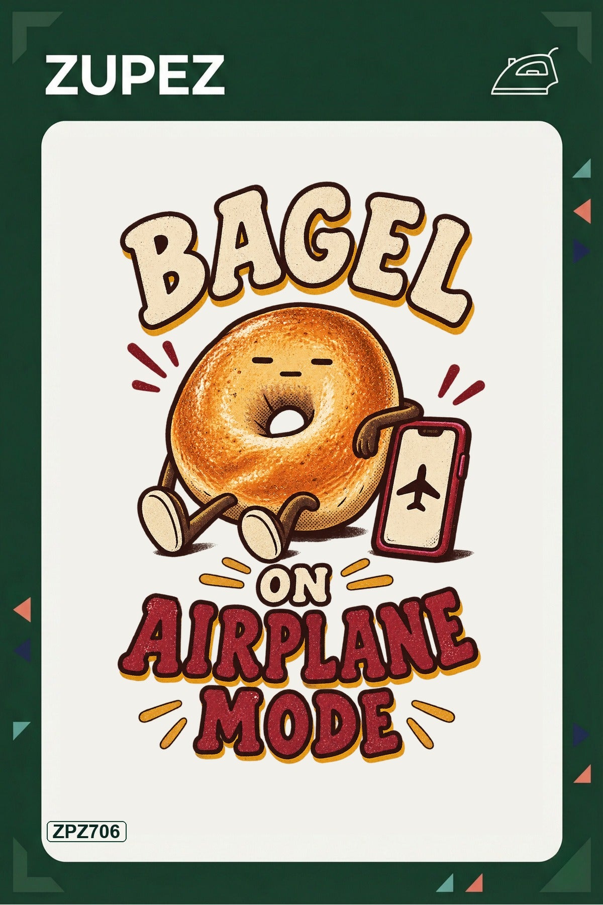 ZPZ706 – Bagel On Airplane Mode Ütüyle Uygulanabilir Transfer Baskı ana ürün görseli
