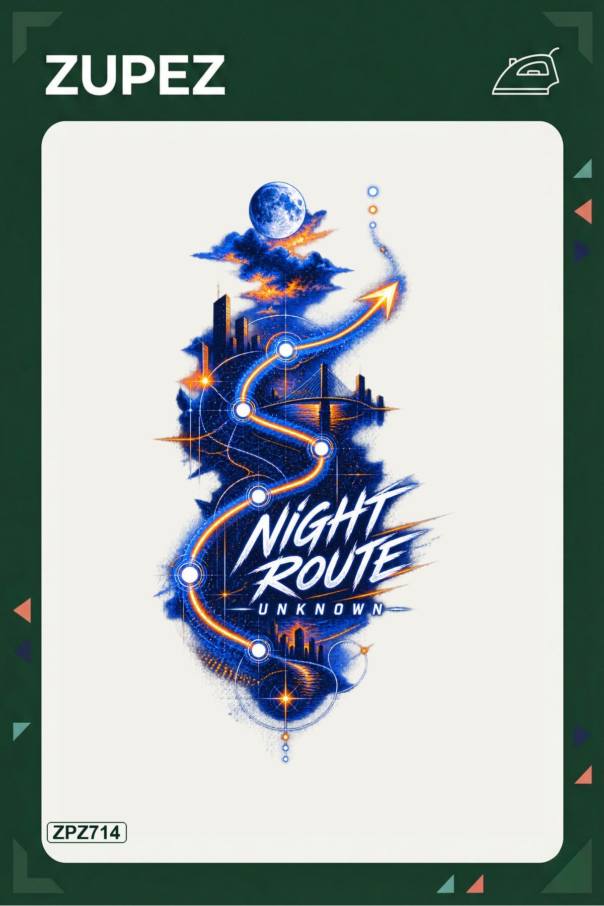 ZPZ714 – Night Route Unknown Ütüyle Uygulanabilir Transfer Baskı ana ürün görseli