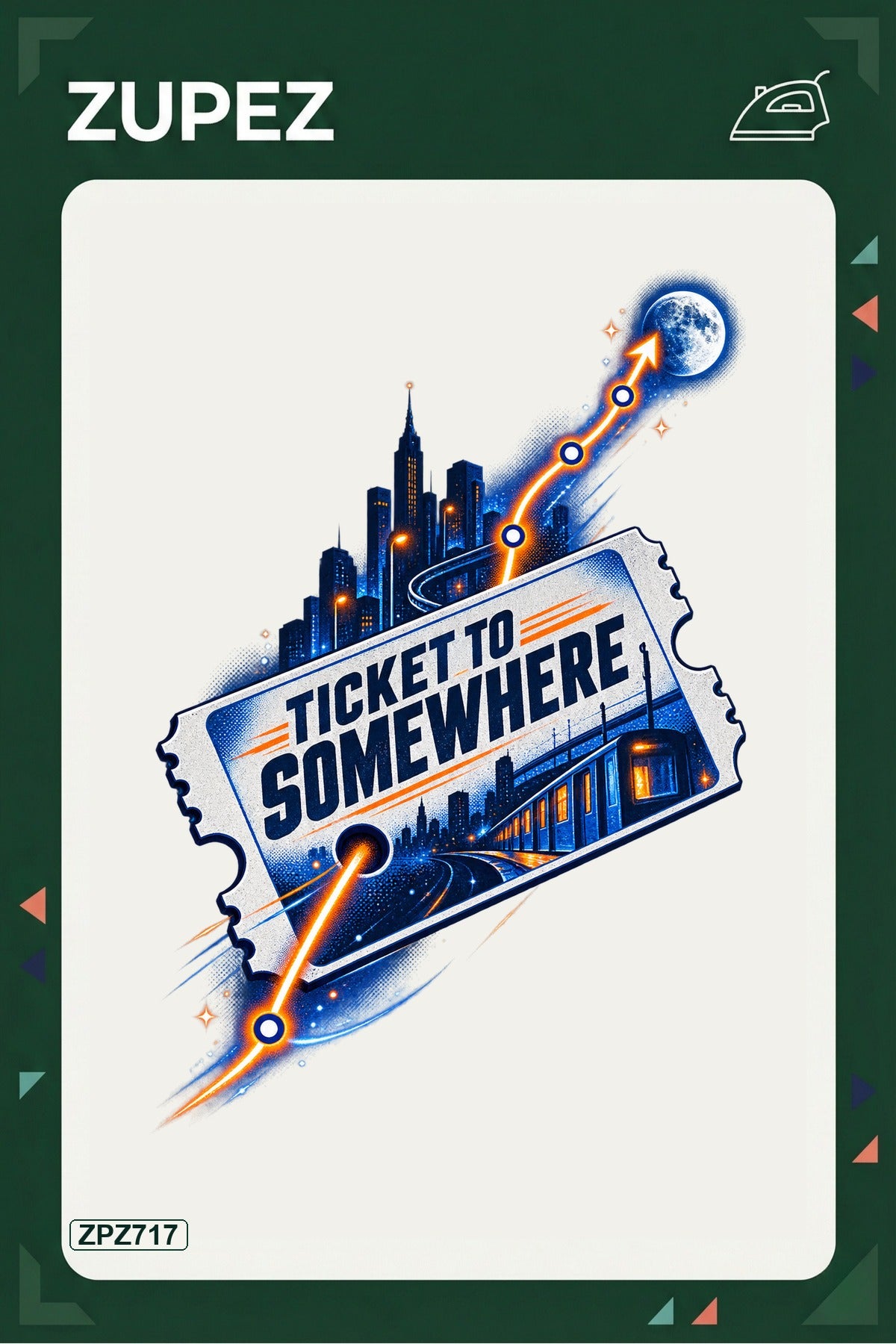 ZPZ717 – Ticket To Somewhere Ütüyle Uygulanabilir Transfer Baskı ana ürün görseli