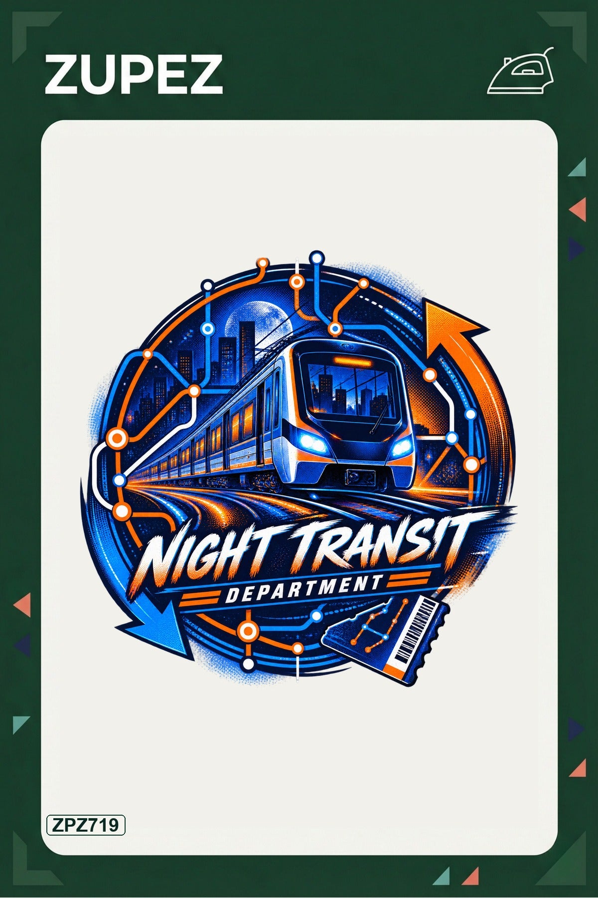 ZPZ719 – Night Transit Department Ütüyle Uygulanabilir Transfer Baskı ana ürün görseli