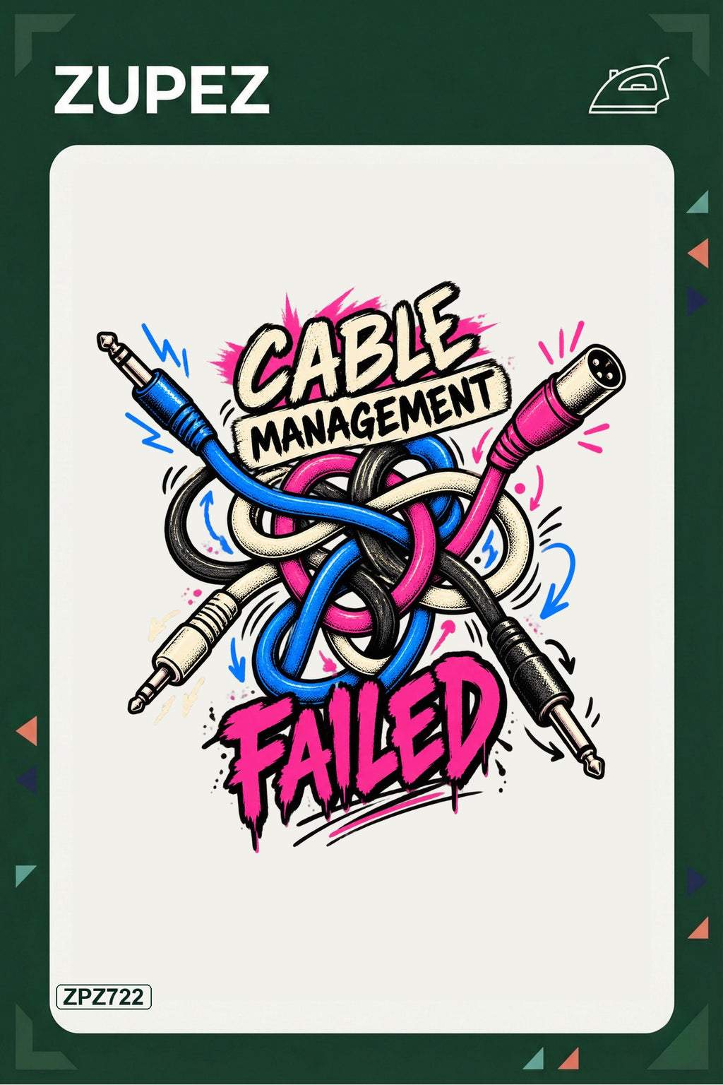 ZPZ722 – Cable Management Failed Ütüyle Uygulanabilir Transfer Baskı ana ürün görseli