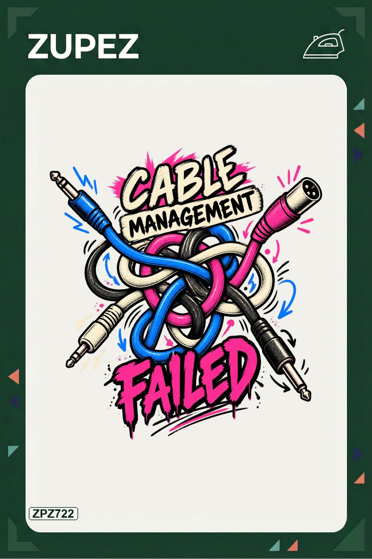 ZPZ722 – Cable Management Failed Ütüyle Uygulanabilir Transfer Baskı ana ürün görseli