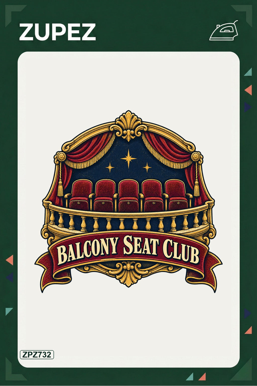 ZPZ732 – Balcony Seat Club Ütüyle Uygulanabilir Transfer Baskı ana ürün görseli