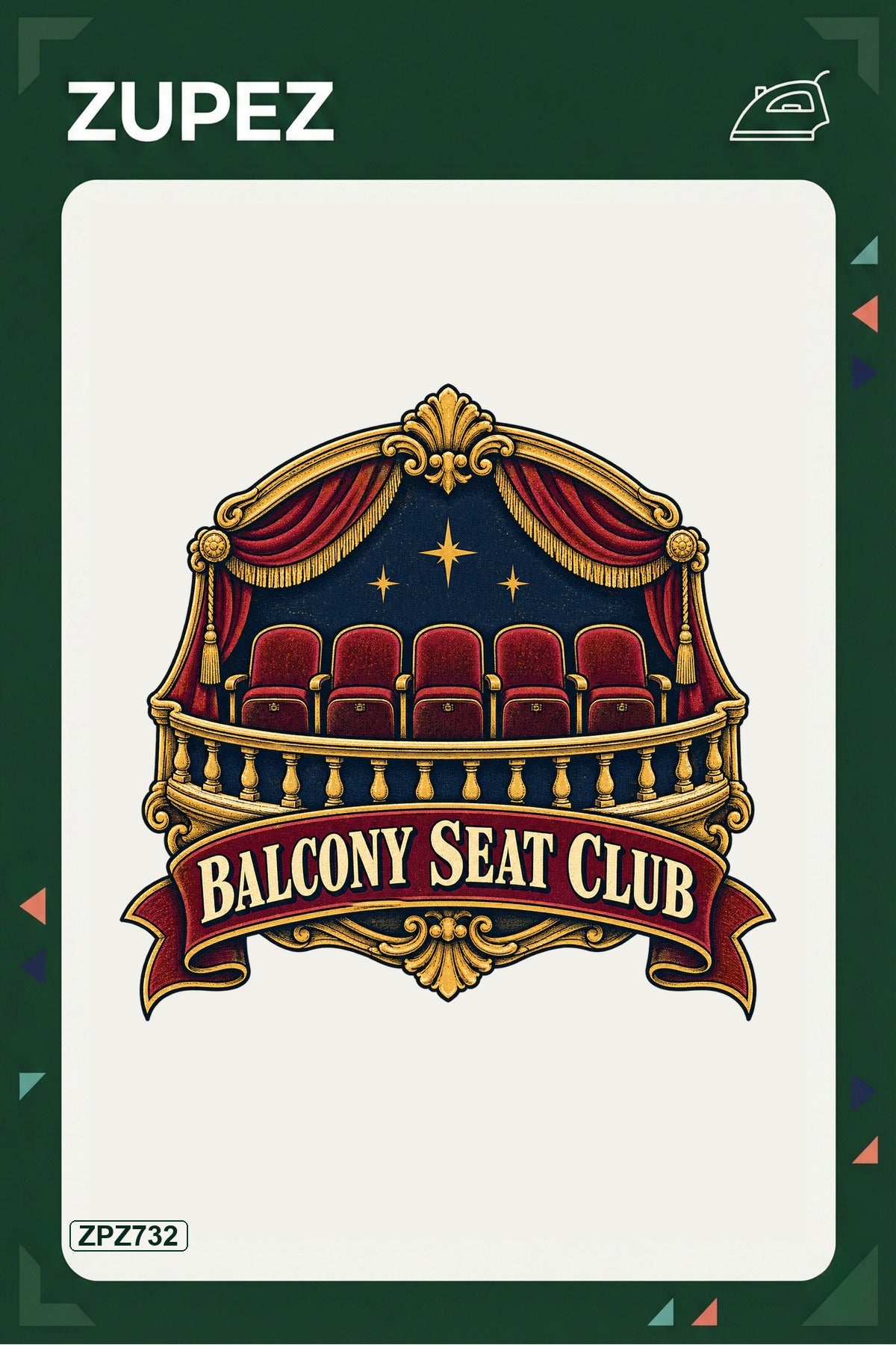 ZPZ732 – Balcony Seat Club Ütüyle Uygulanabilir Transfer Baskı ana ürün görseli