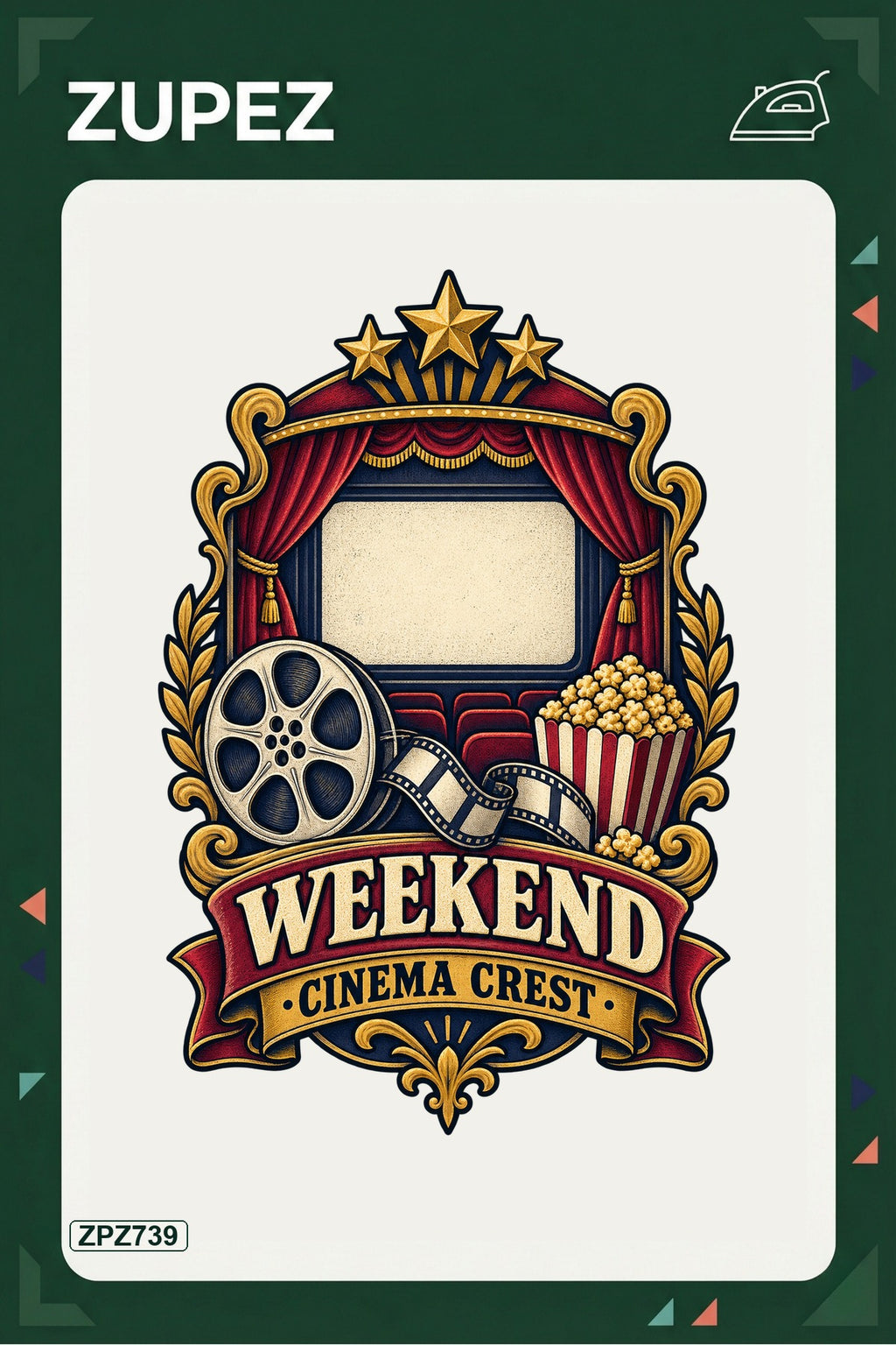 ZPZ739 – Weekend Cinema Crest Ütüyle Uygulanabilir Transfer Baskı ana ürün görseli
