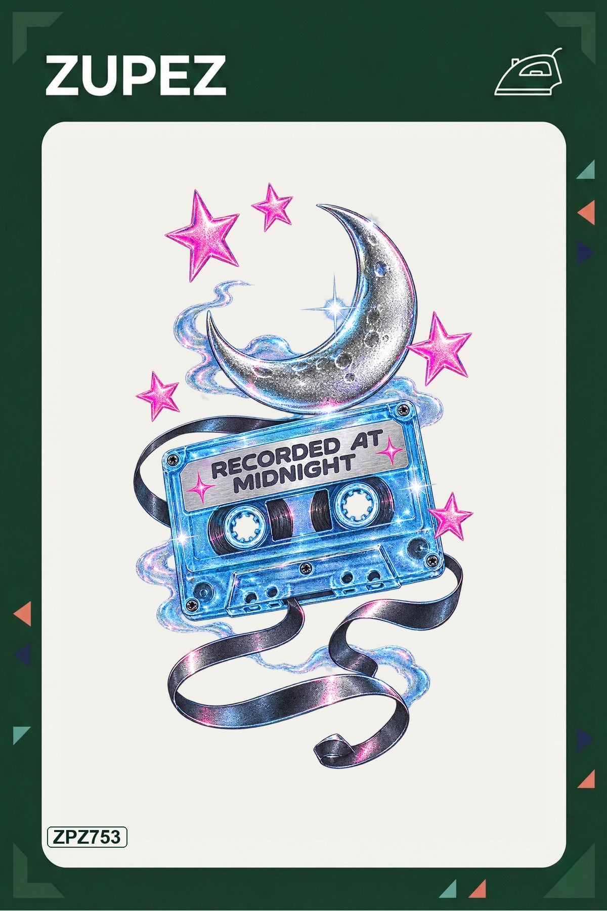 ZPZ753 – Recorded At Midnight Ütüyle Uygulanabilir Transfer Baskı ana ürün görseli
