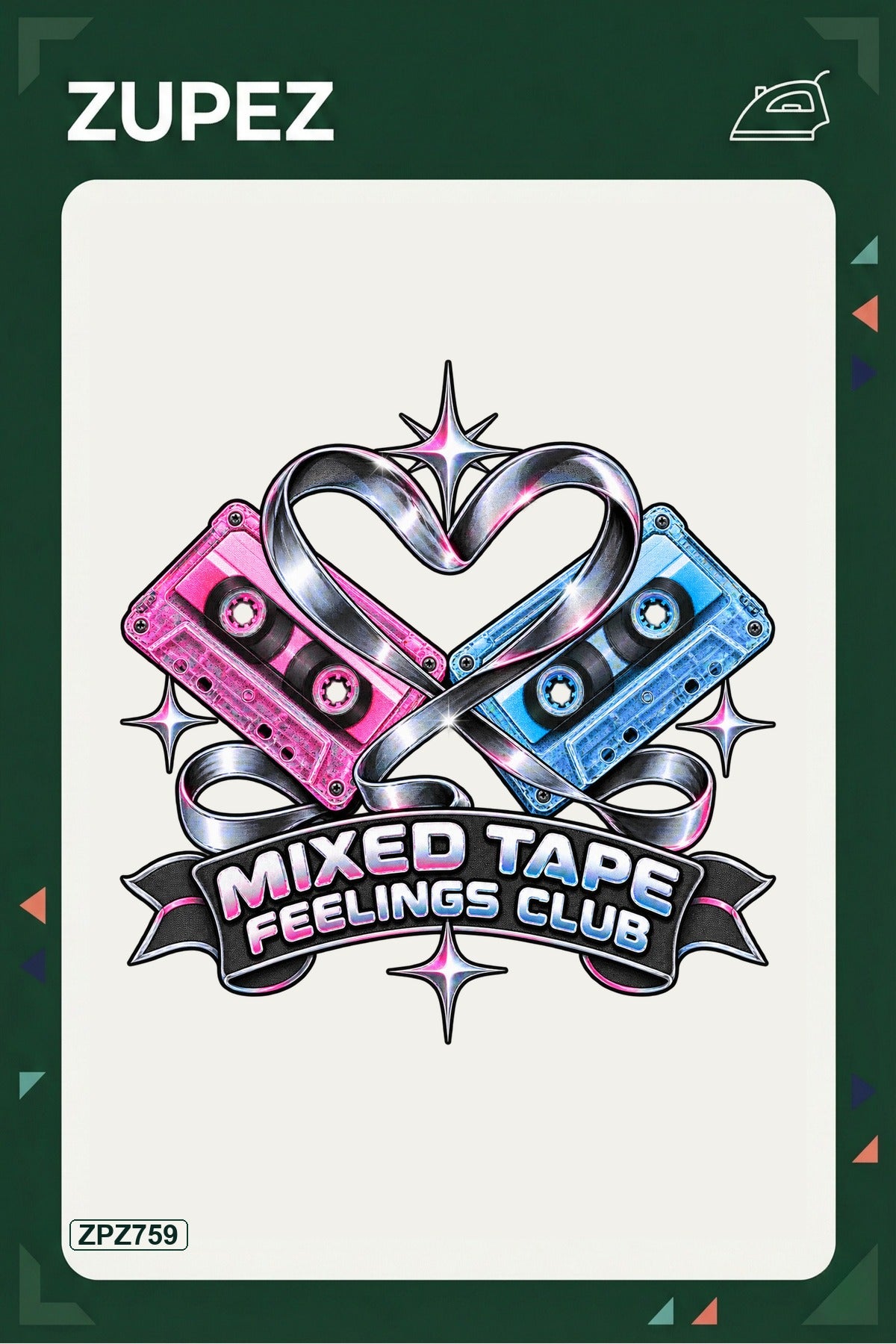 ZPZ759 – Mixed Tape Feelings Club Ütüyle Uygulanabilir Transfer Baskı ana ürün görseli