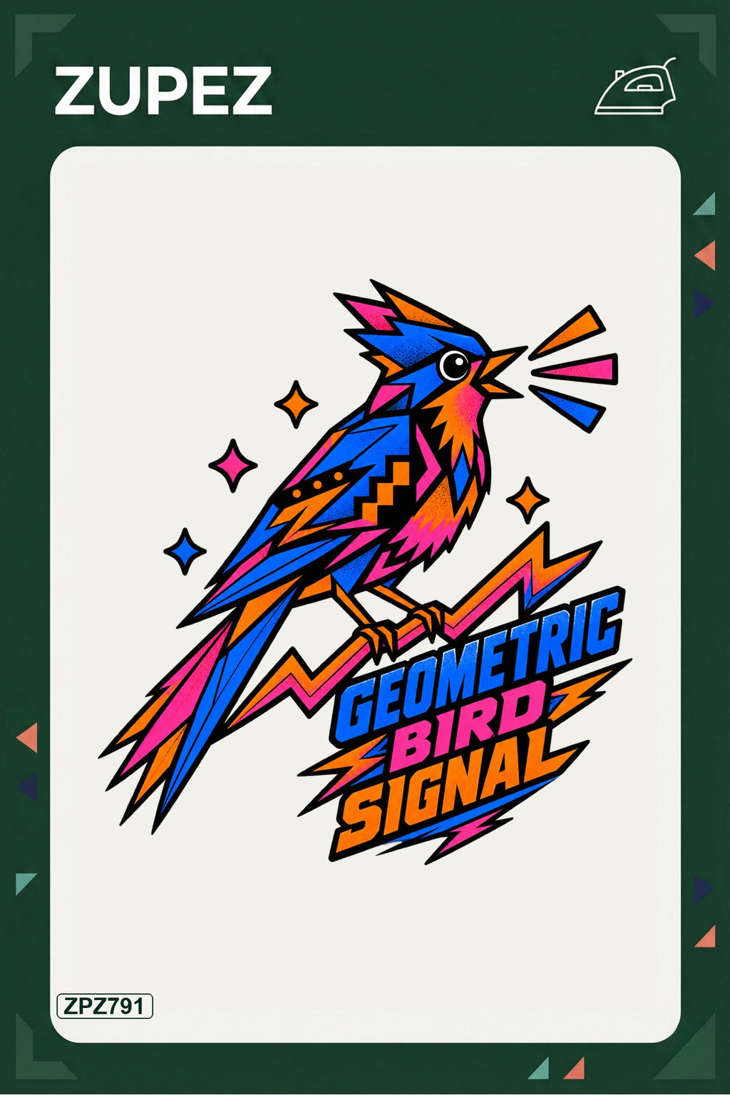 ZPZ791 – Geometric Bird Signal Ütüyle Uygulanabilir Transfer Baskı ana ürün görseli