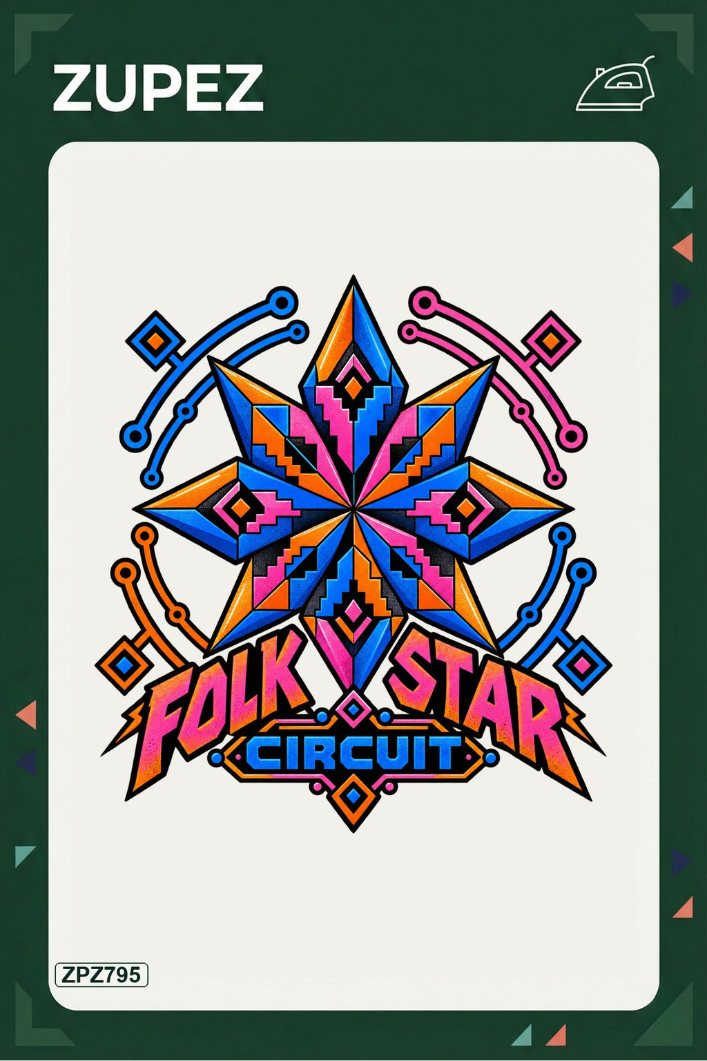 ZPZ795 – Folk Star Circuit Ütüyle Uygulanabilir Transfer Baskı ana ürün görseli