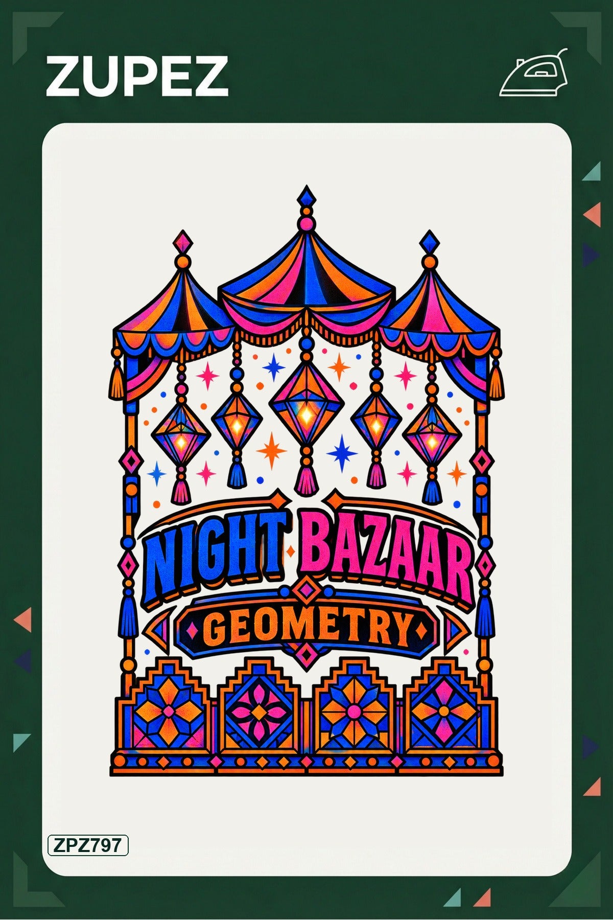 ZPZ797 – Night Bazaar Geometry Ütüyle Uygulanabilir Transfer Baskı ana ürün görseli