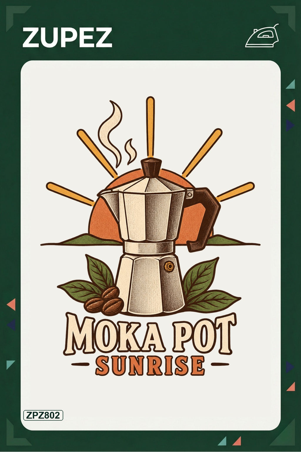 ZPZ802 – Moka Pot Sunrise Ütüyle Uygulanabilir Transfer Baskı ana ürün görseli