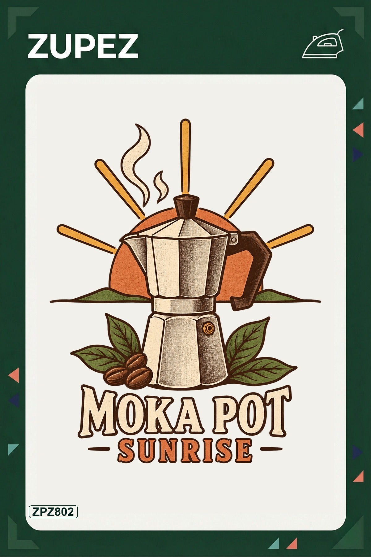 ZPZ802 – Moka Pot Sunrise Ütüyle Uygulanabilir Transfer Baskı ana ürün görseli